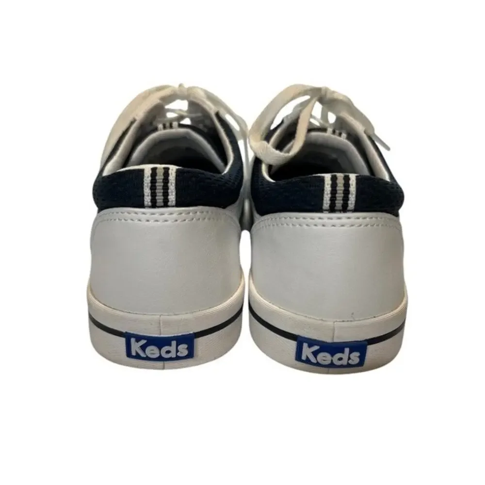 Keds, Rebel lace up leather sneaker, White w/Navy trim, women’s size 8 - Picture 9 of 13